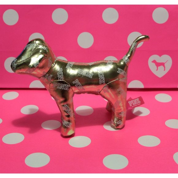 Victoria's Secret PINK Fashion Show 2014 London Gold Mini Dog Toy Collectible - Picture 2 of 5